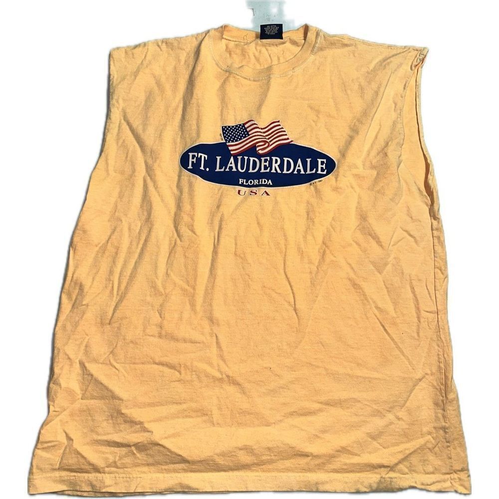 FT. Lauderdale Florida USA Yellow Tank Top‎ Vintage 2001 Men's Size XL WISEGUY